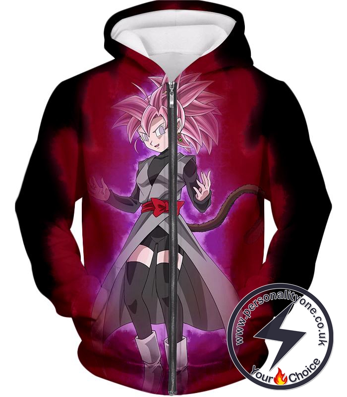 Dragon Ball Super Cool Anime Fan Art Female Zamasu Super Saiyan Rose Awesome Black Zip Up Hoodie